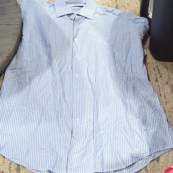 Pal Zileri Stripes blue & white shirt in cotton and linen blend - Picture 10 of 10